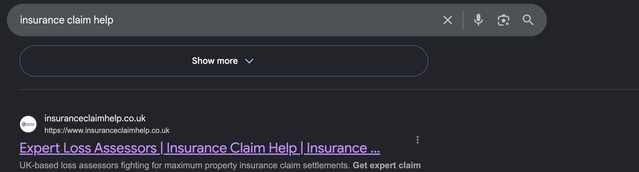 Insurance Claim Help Website SEO proof